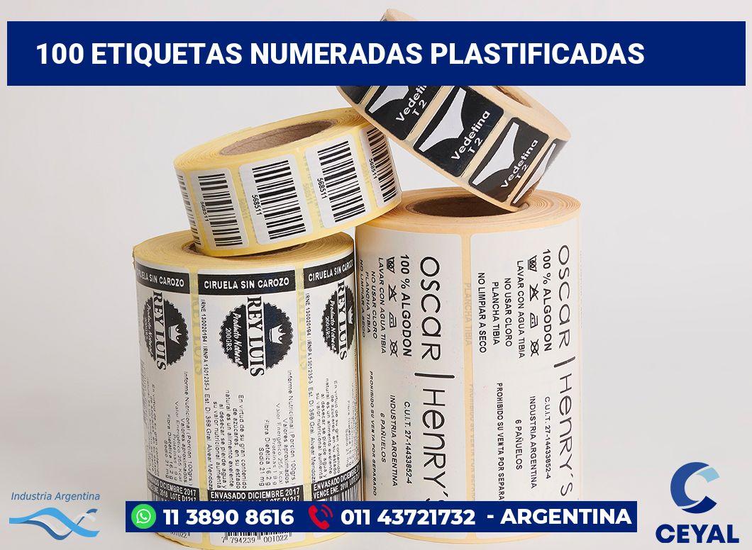 100 Etiquetas numeradas plastificadas