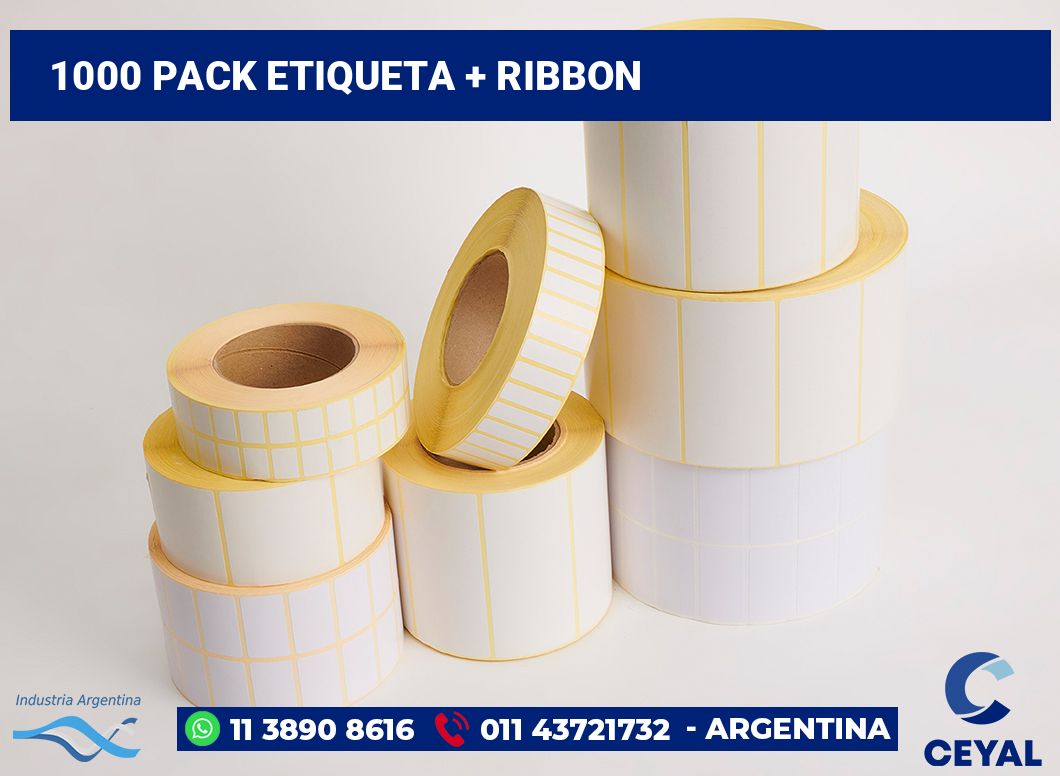 1000 Pack etiqueta + ribbon