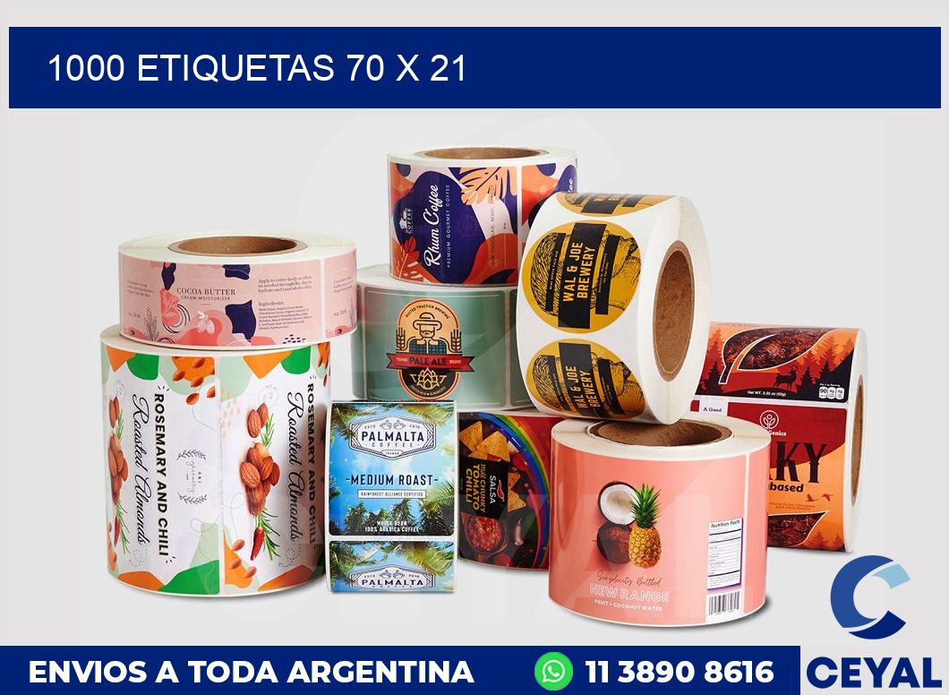 1000 etiquetas 70 x 21