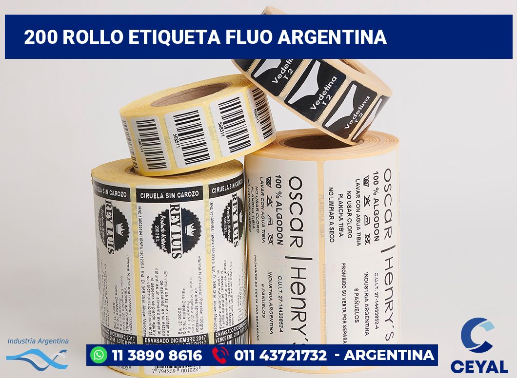 200 Rollo etiqueta fluo argentina