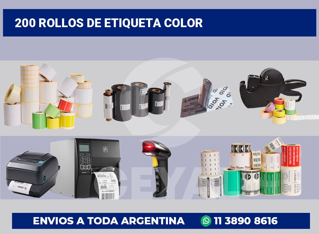 200 Rollos de etiqueta color