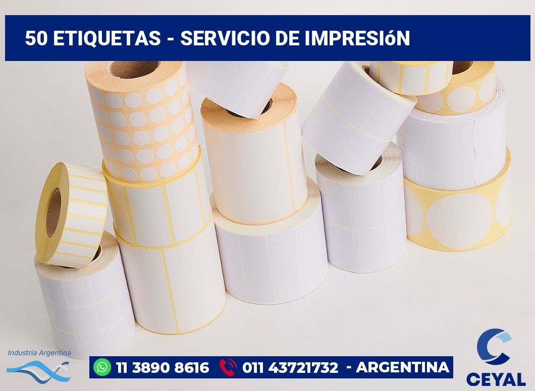 50 etiquetas - servicio de impresión