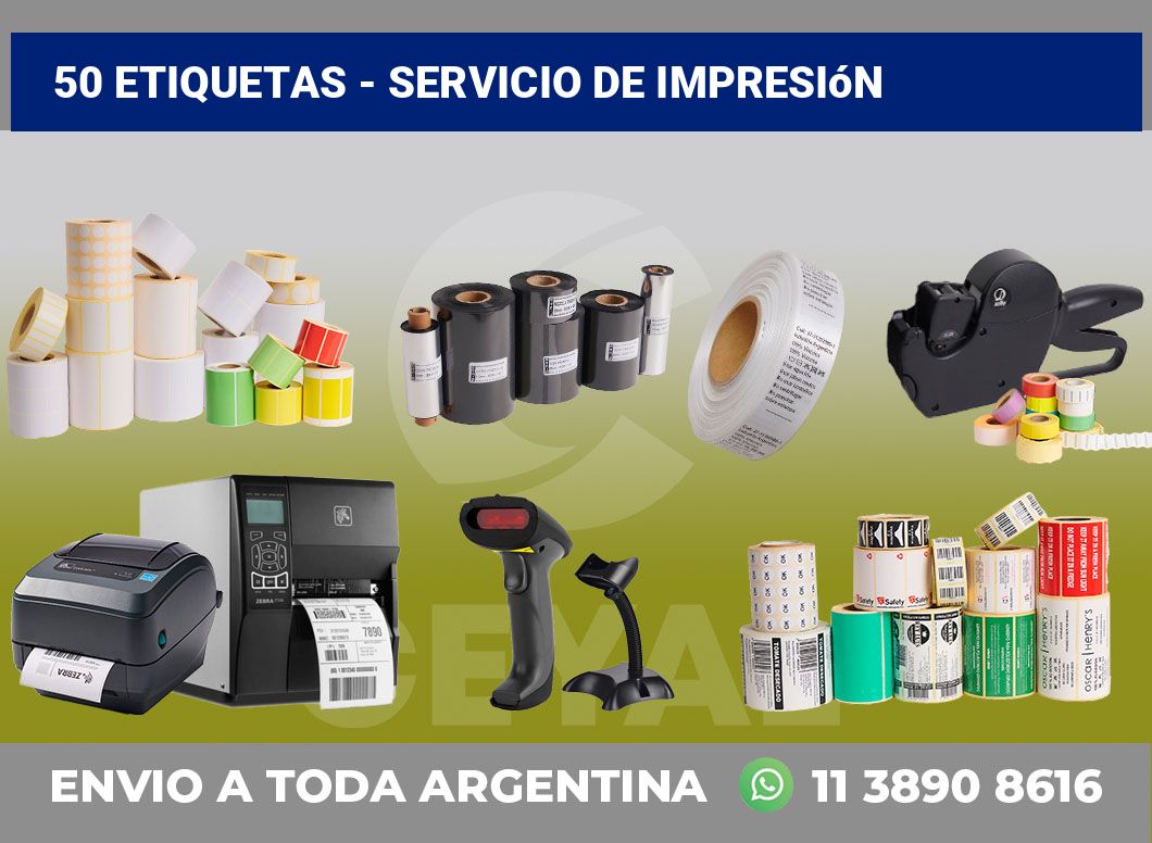 50 etiquetas – servicio de impresión
