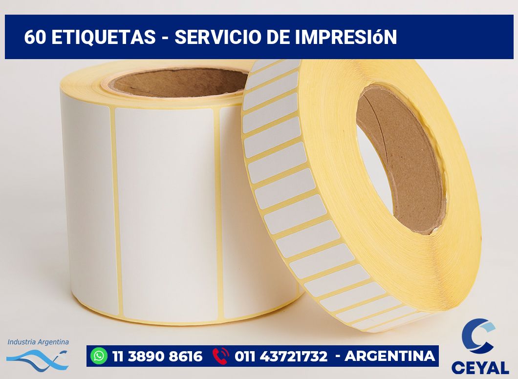 60 etiquetas - servicio de impresión