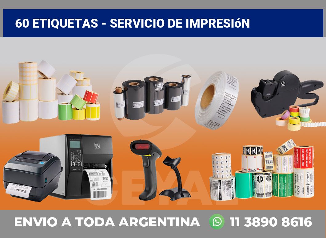 60 etiquetas – servicio de impresión