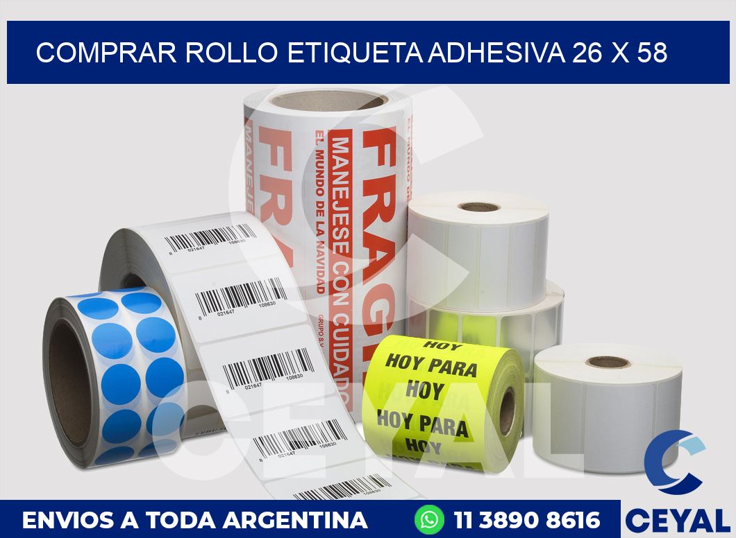 Comprar rollo etiqueta adhesiva 26 x 58