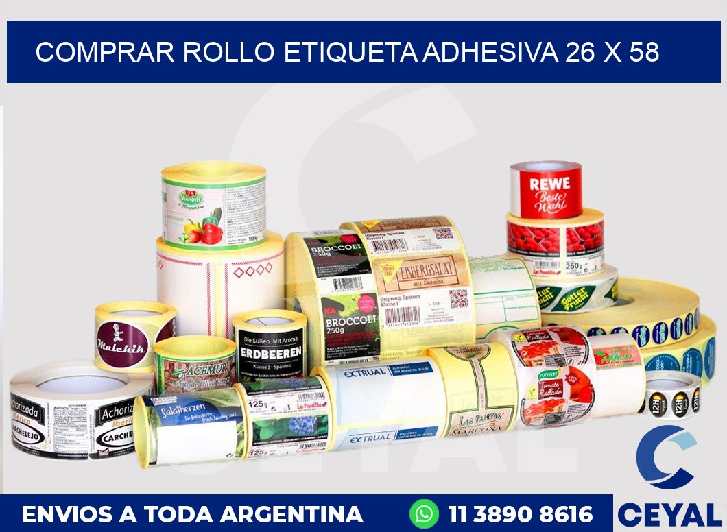 Comprar rollo etiqueta adhesiva 26 x 58