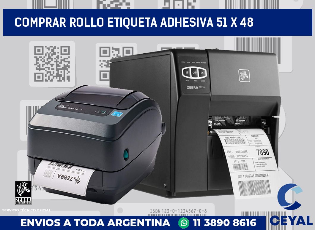 Comprar rollo etiqueta adhesiva 51 x 48