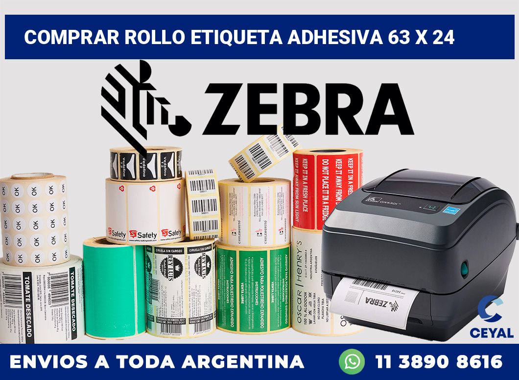 Comprar rollo etiqueta adhesiva 63 x 24
