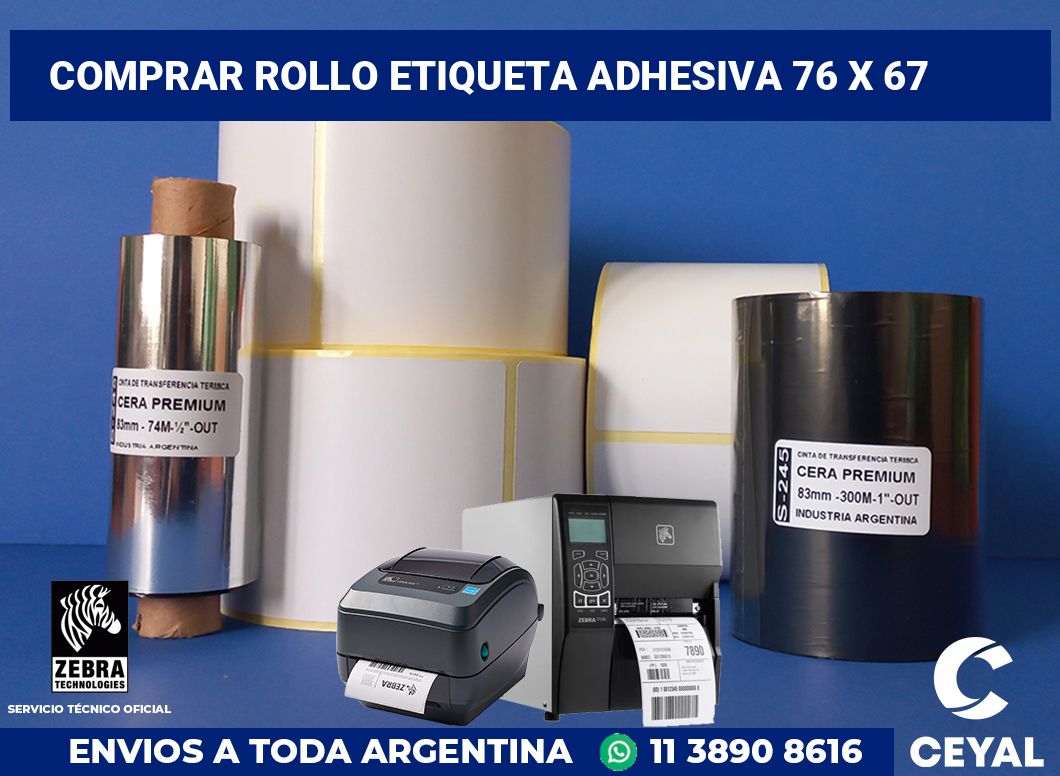 Comprar rollo etiqueta adhesiva 76 x 67