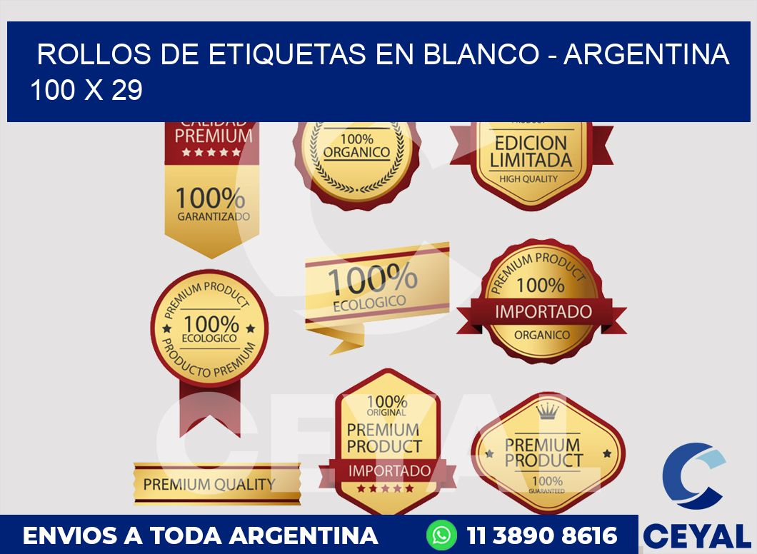 Rollos de etiquetas en blanco - Argentina 100 x 29