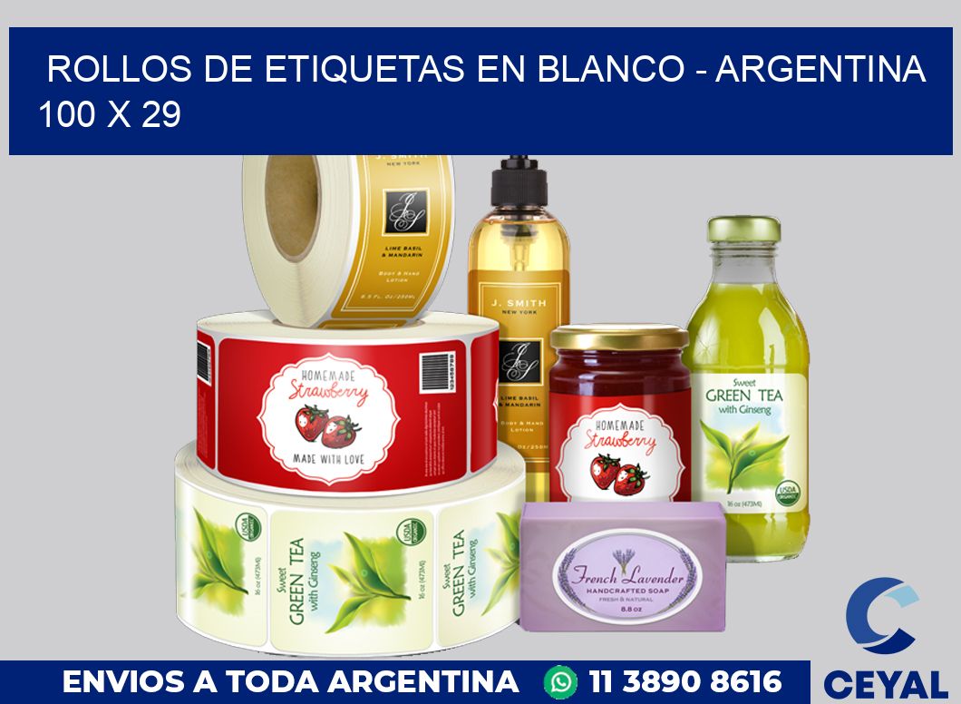 Rollos de etiquetas en blanco – Argentina 100 x 29