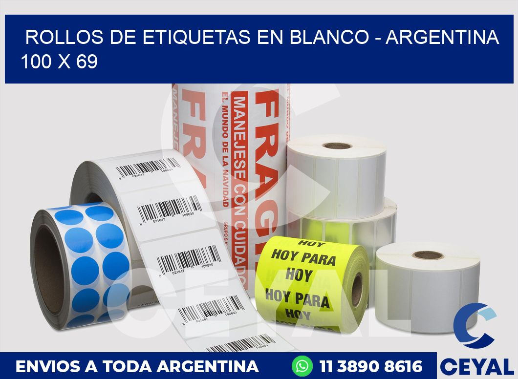 Rollos de etiquetas en blanco - Argentina 100 x 69