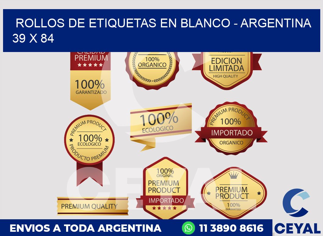 Rollos de etiquetas en blanco - Argentina 39 x 84
