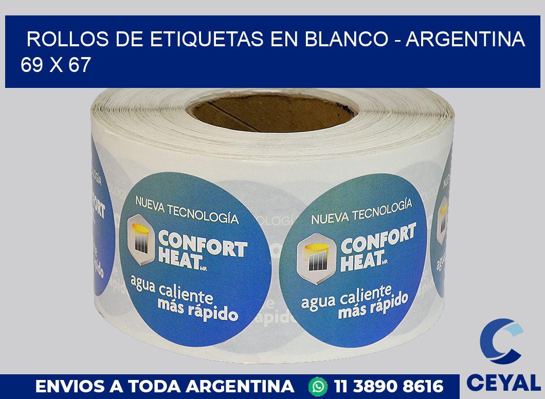 Rollos de etiquetas en blanco - Argentina 69 x 67