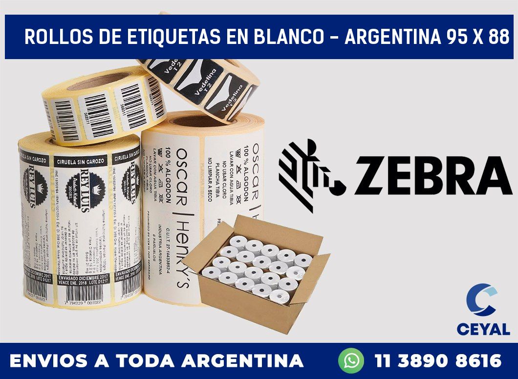 Rollos de etiquetas en blanco - Argentina 95 x 88