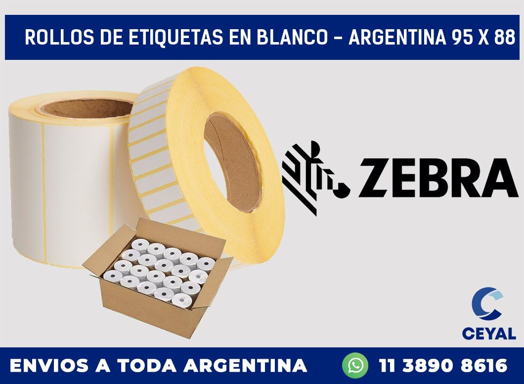 Rollos de etiquetas en blanco – Argentina 95 x 88