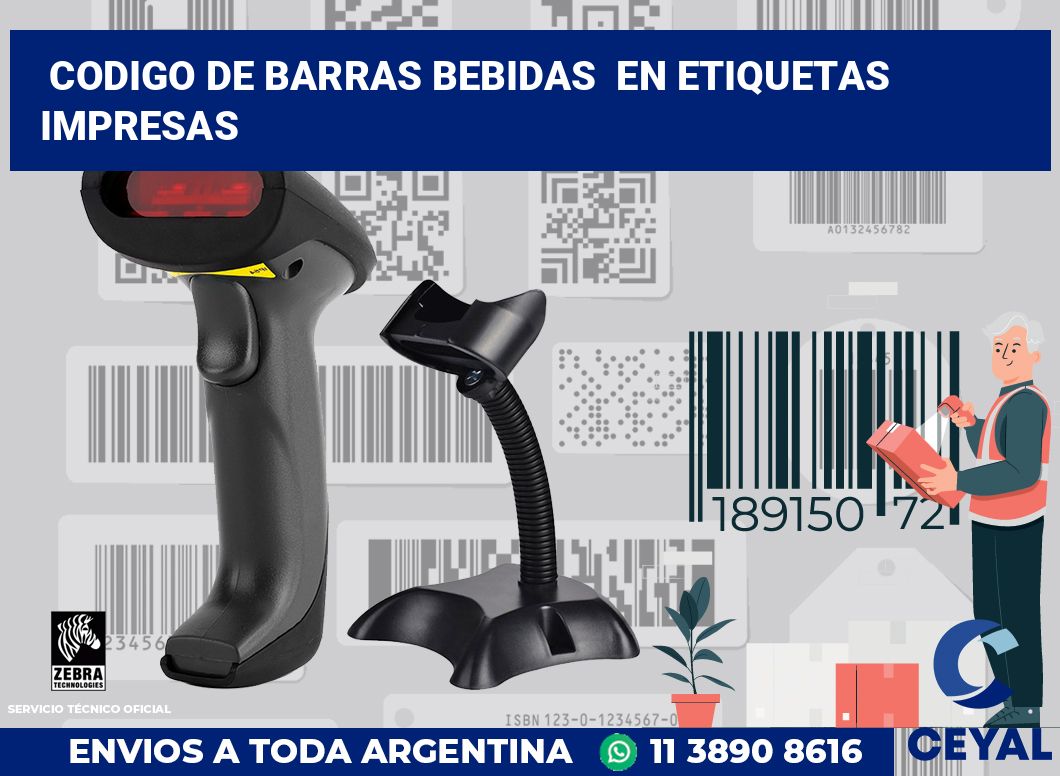 codigo de barras bebidas  en etiquetas impresas