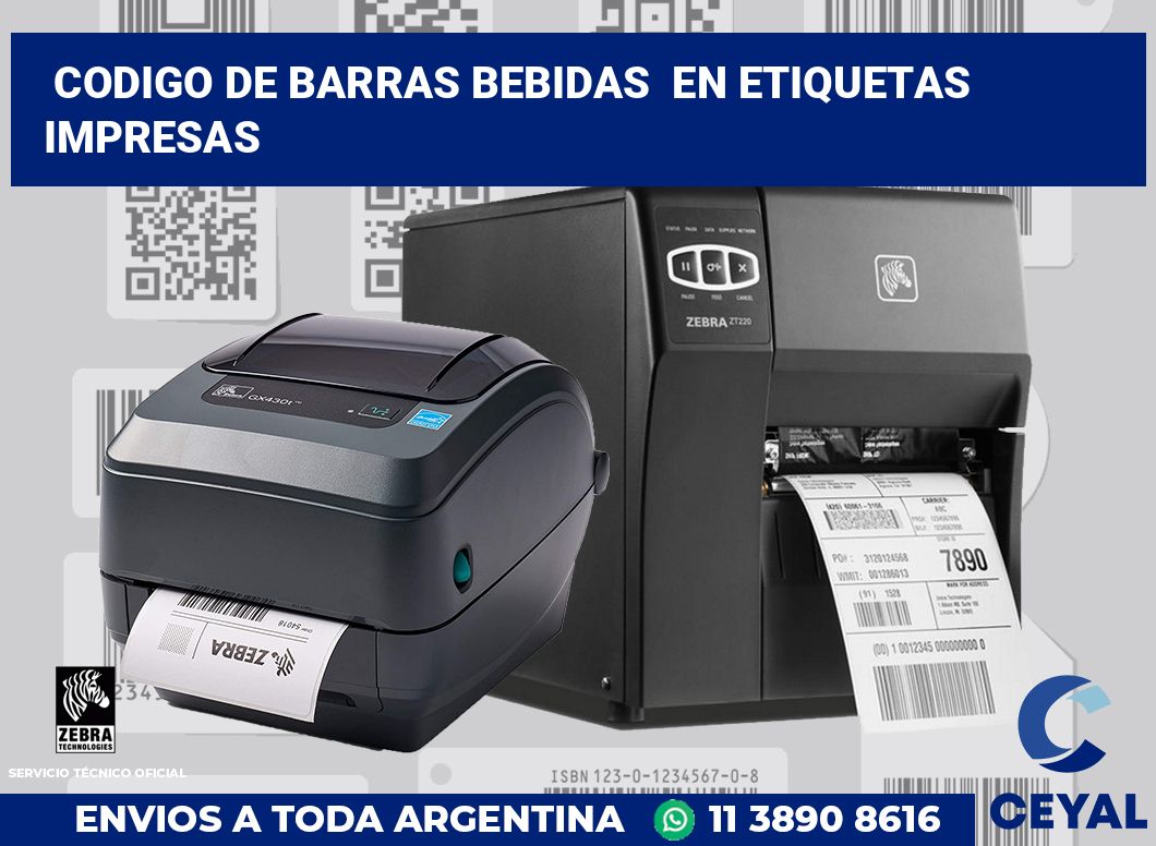 codigo de barras bebidas  en etiquetas impresas