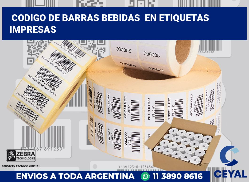 codigo de barras bebidas  en etiquetas impresas