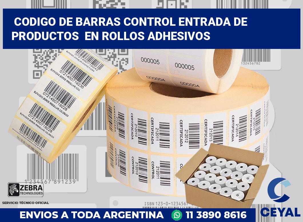 codigo de barras control entrada de productos  en rollos adhesivos
