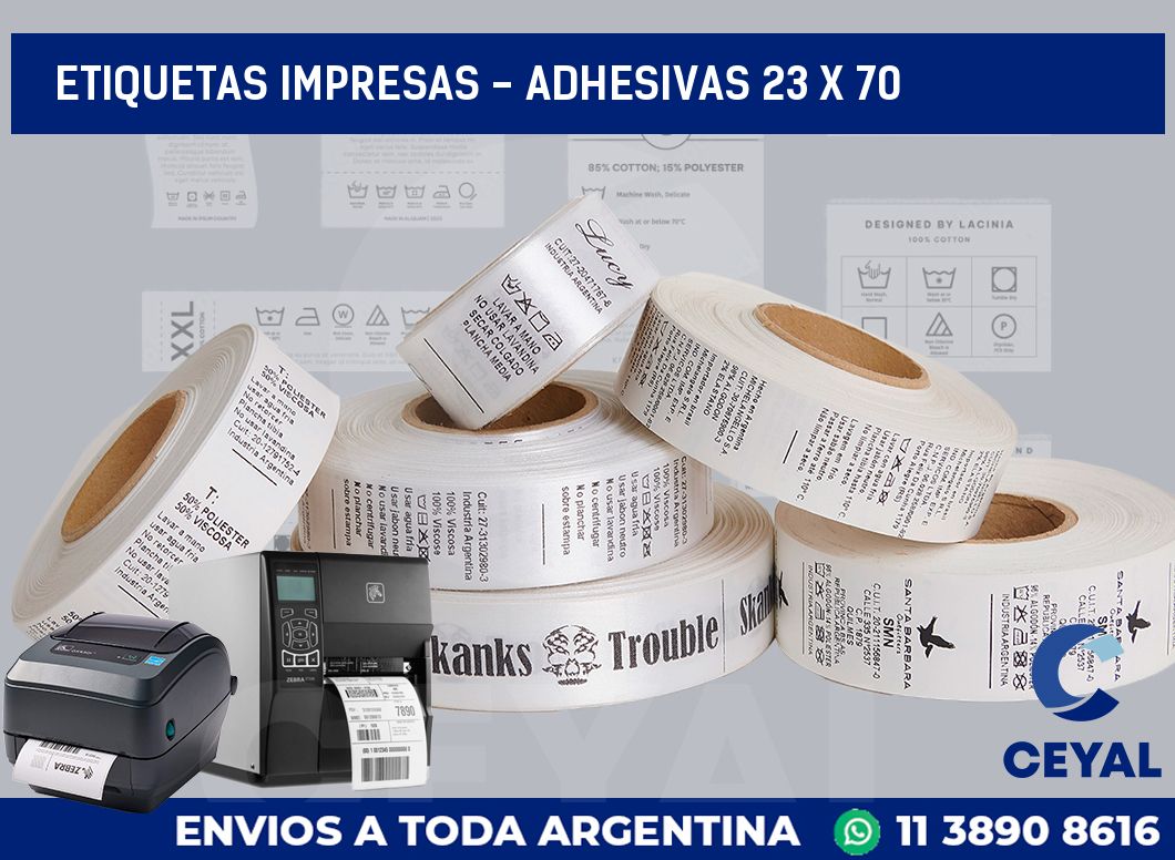 etiquetas impresas - Adhesivas 23 x 70
