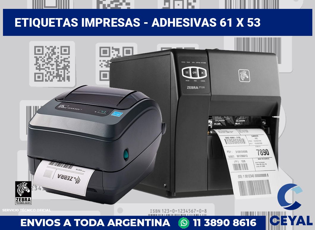 etiquetas impresas - Adhesivas 61 x 53