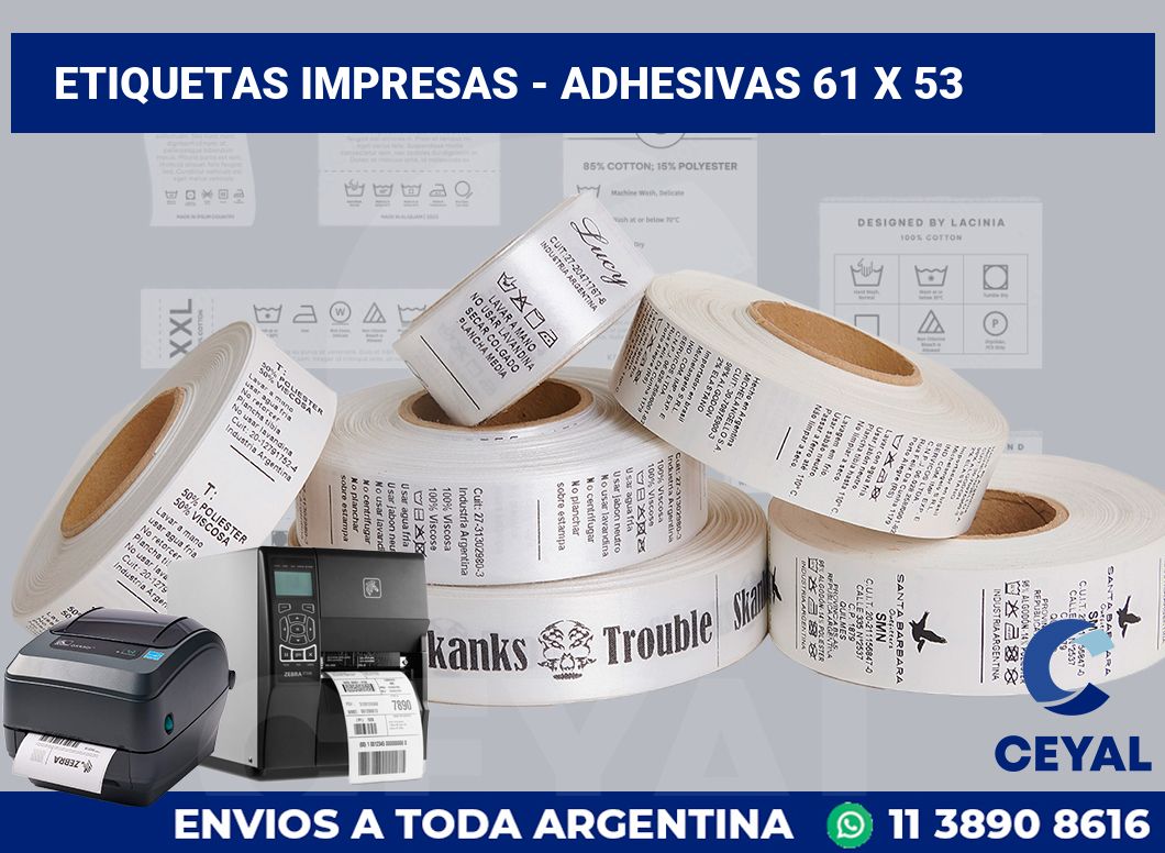 etiquetas impresas - Adhesivas 61 x 53