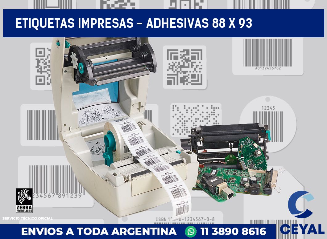 etiquetas impresas - Adhesivas 88 x 93