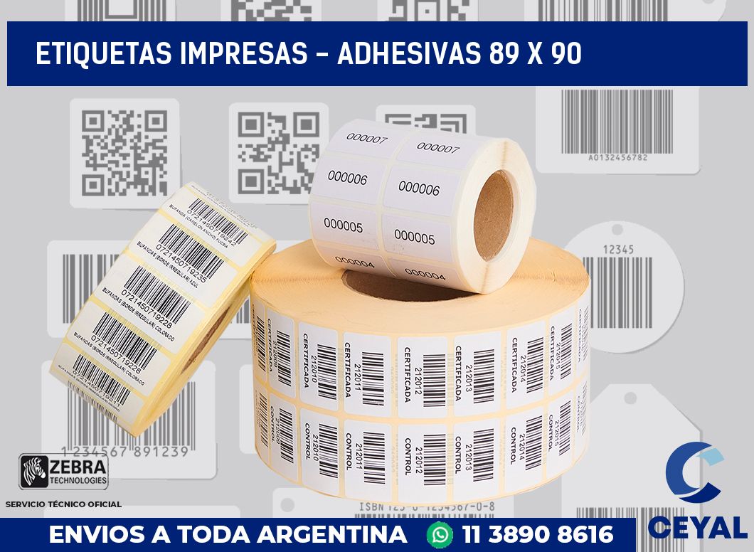 etiquetas impresas - Adhesivas 89 x 90