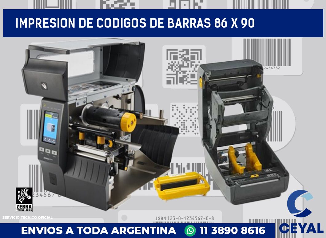 impresion de codigos de barras 86 x 90
