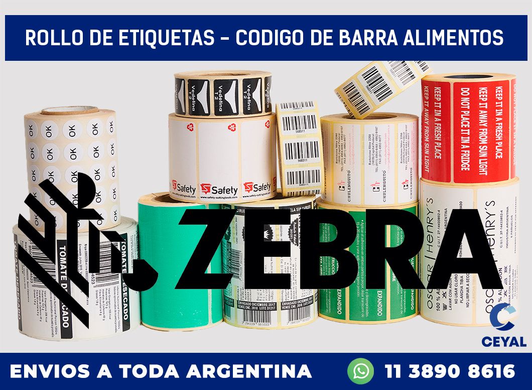 rollo de etiquetas - codigo de barra alimentos