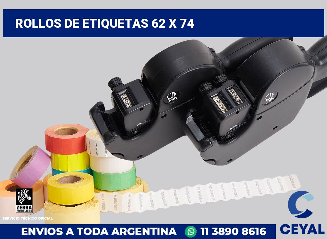 rollos de etiquetas 62 x 74