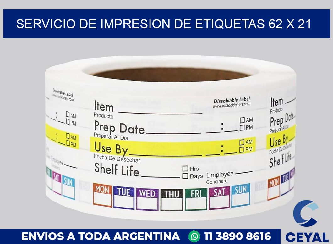 servicio de impresion de etiquetas 62 x 21