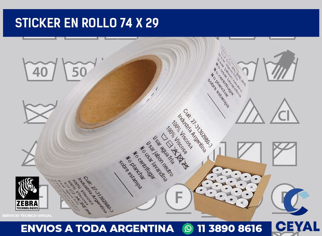 sticker en rollo 74 x 29