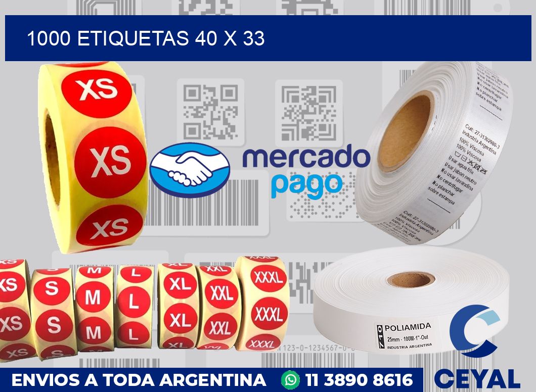 1000 etiquetas 40 x 33