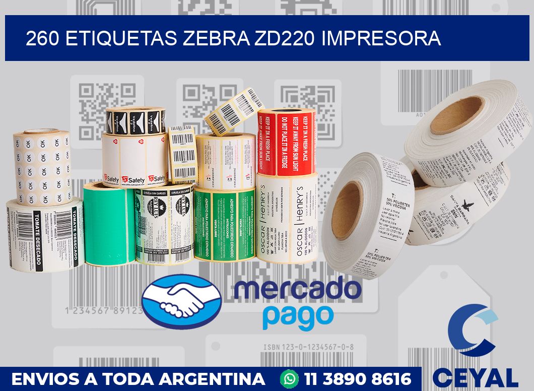260 etiquetas Zebra zd220 impresora
