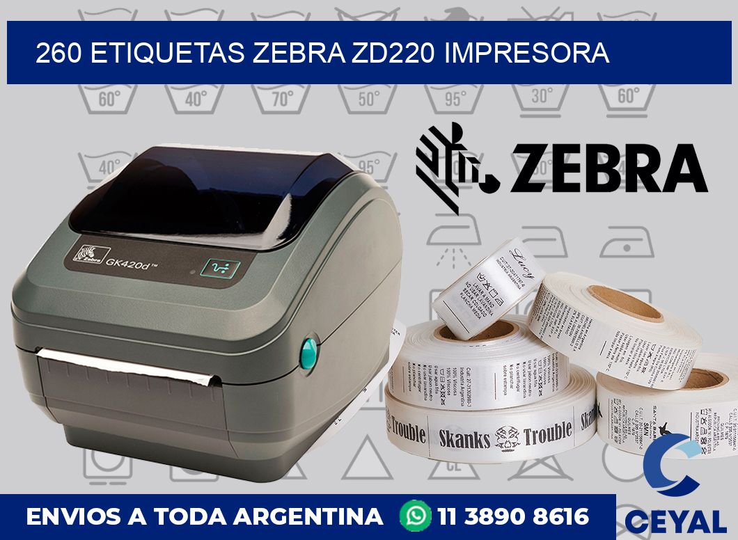 260 etiquetas Zebra zd220 impresora