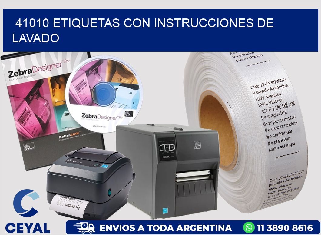 41010 Etiquetas con instrucciones de lavado