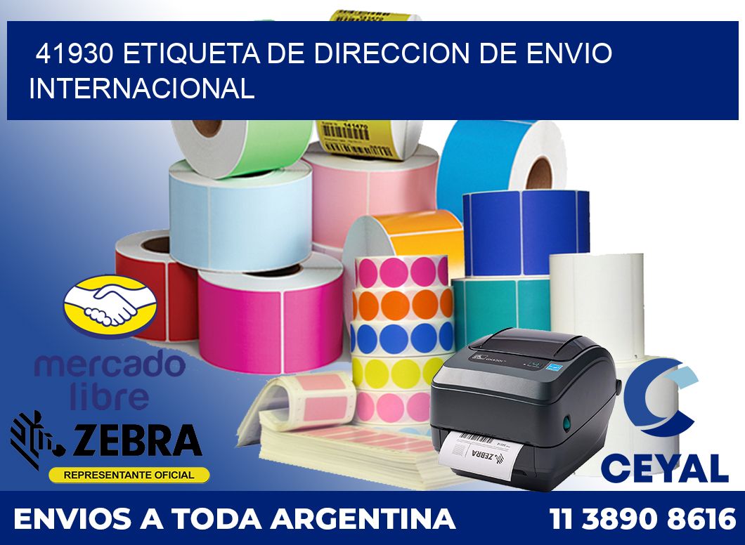 41930 Etiqueta de direccion de envio internacional