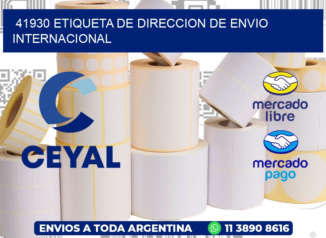 41930 Etiqueta de direccion de envio internacional