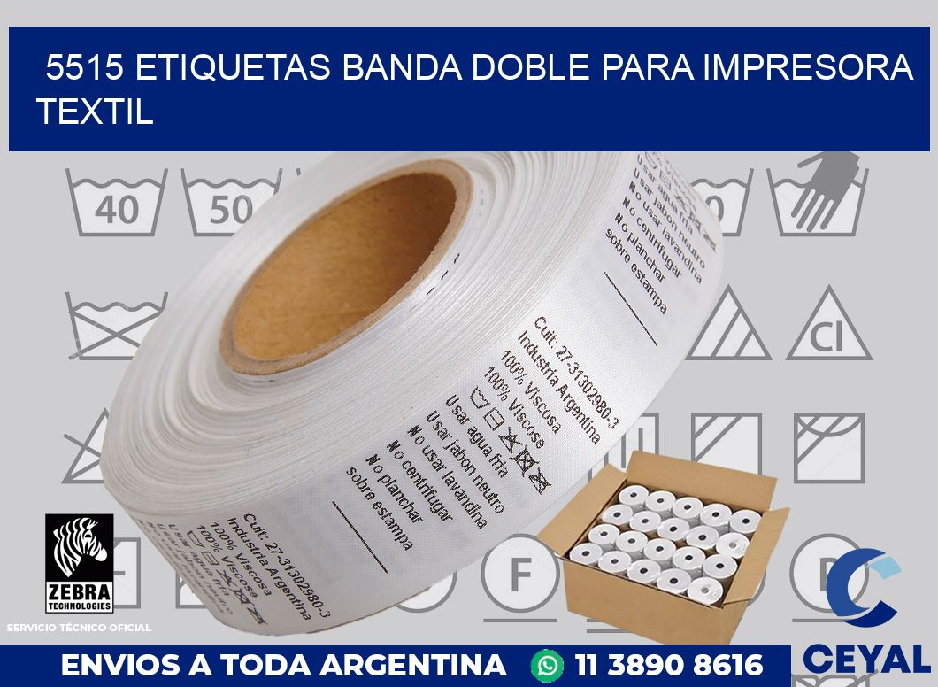 5515 etiquetas banda doble para impresora textil