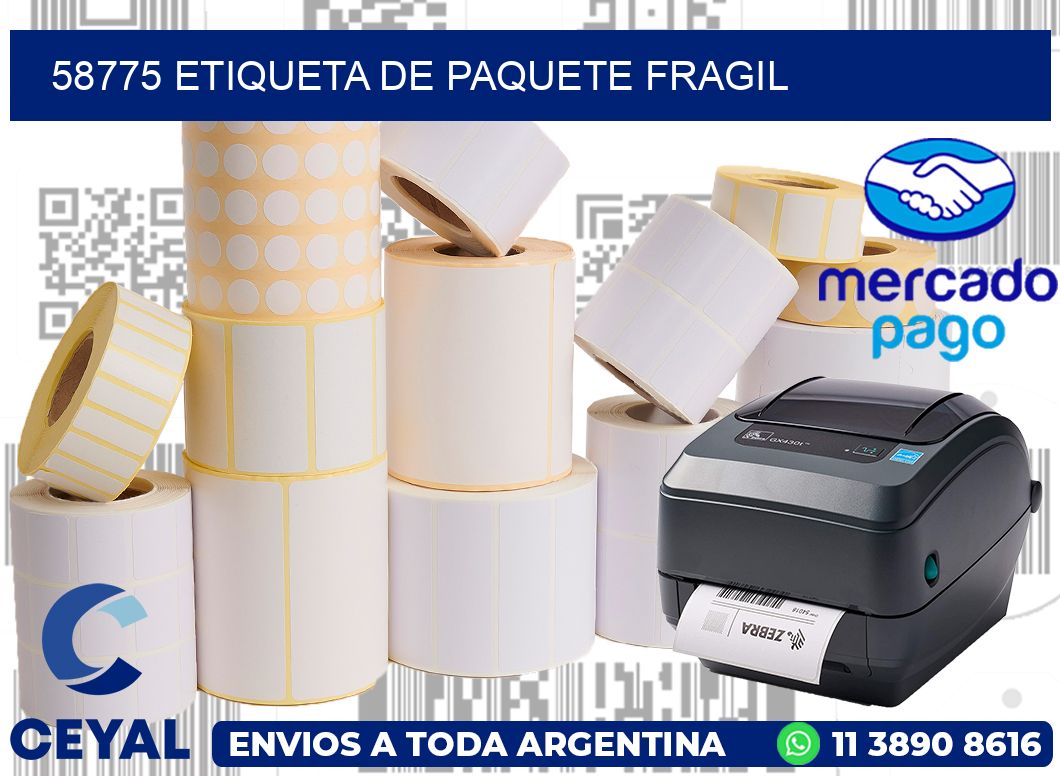 58775 Etiqueta de paquete fragil