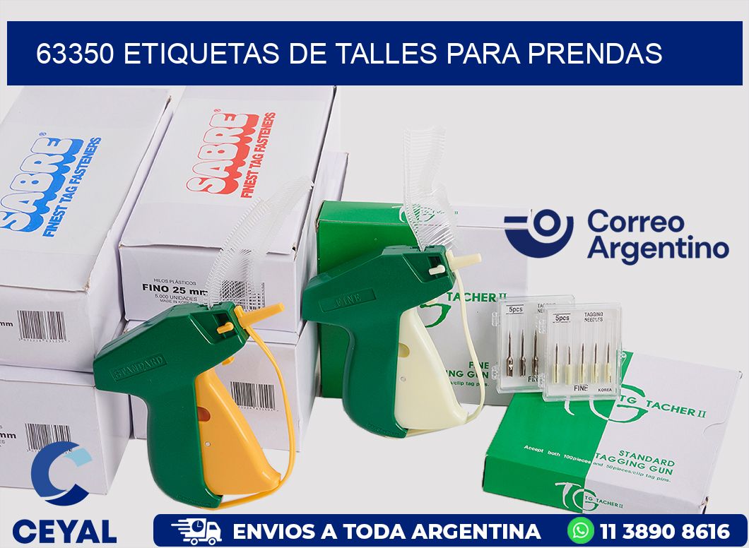 63350 Etiquetas de talles para Prendas