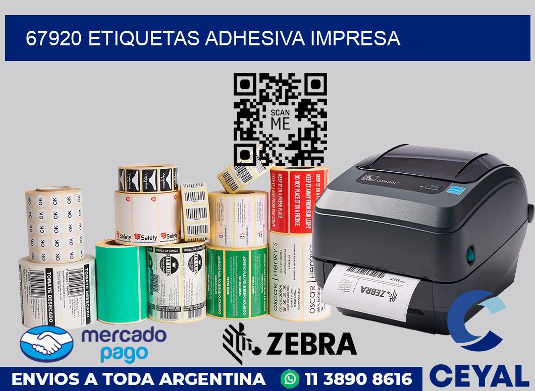 67920 etiquetas adhesiva impresa