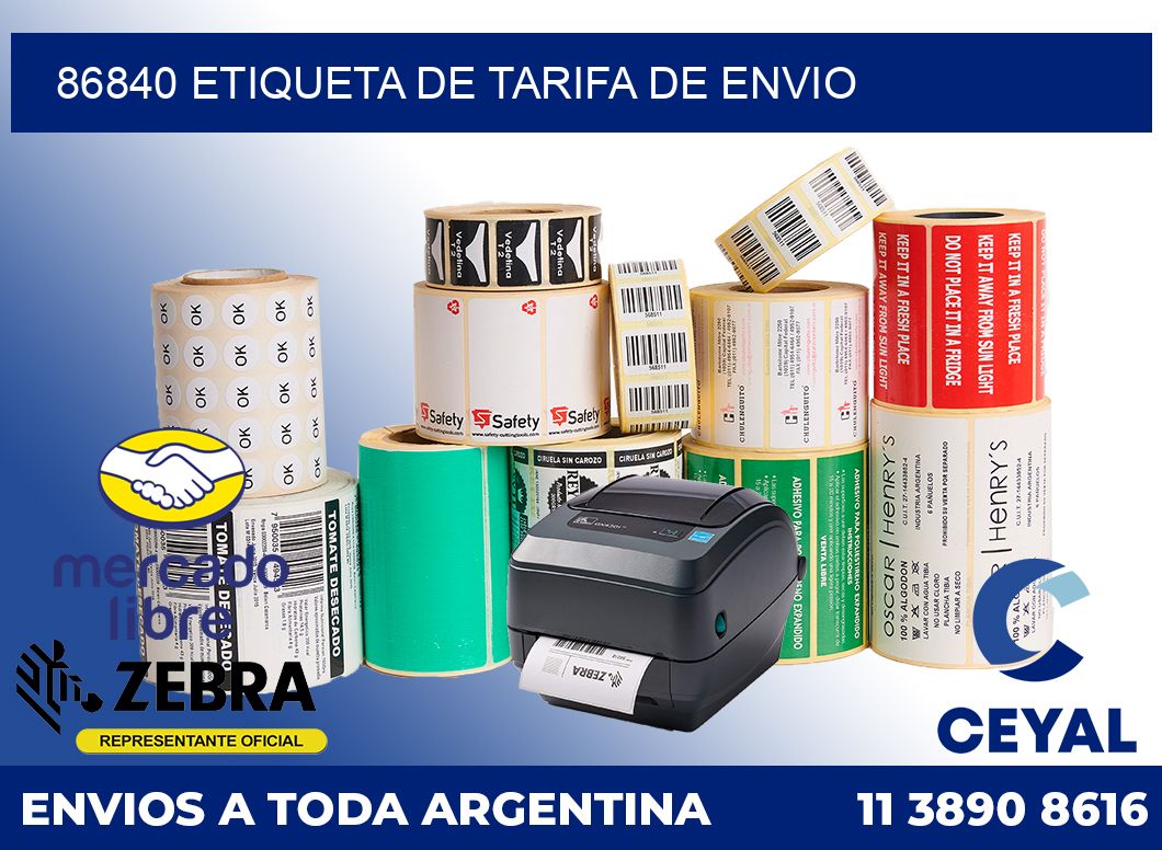 86840 Etiqueta de tarifa de envio