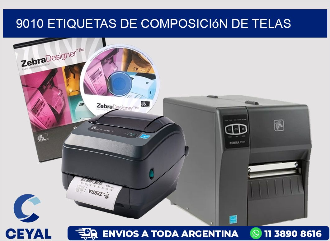 9010 Etiquetas de composición de Telas