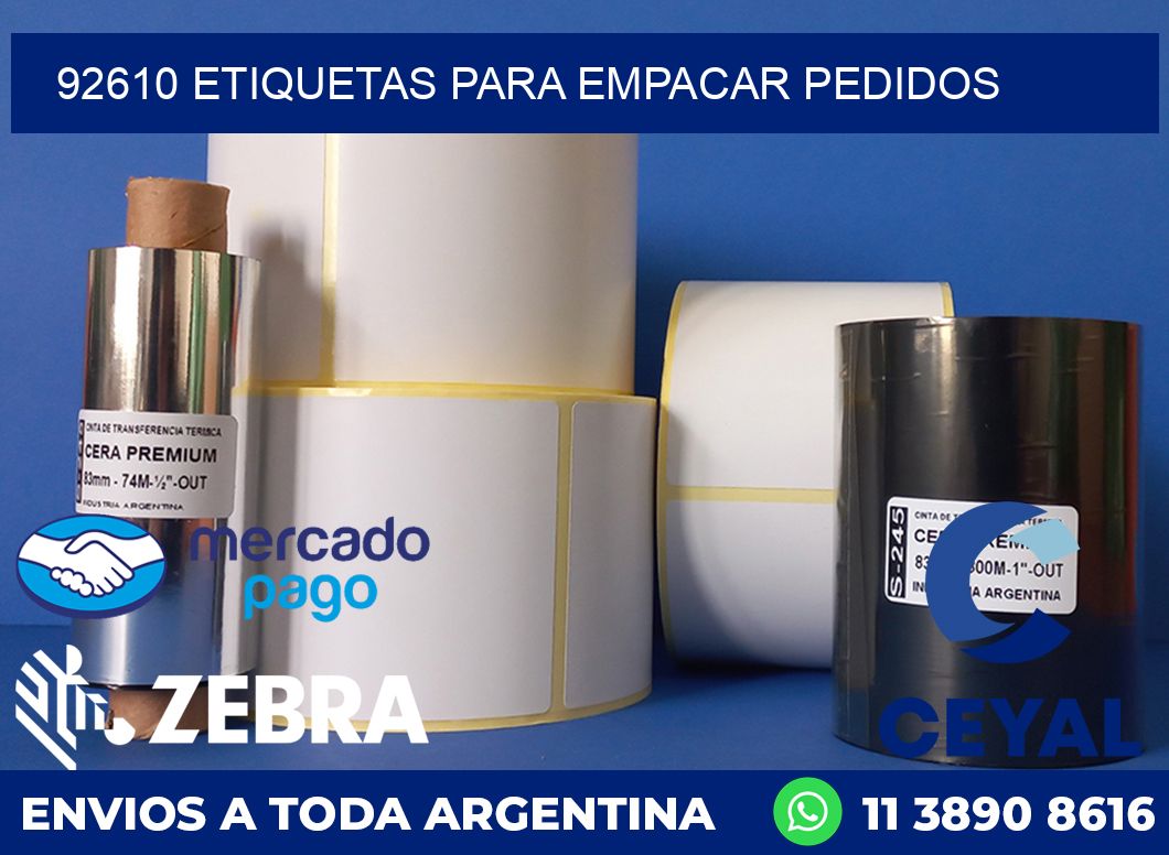 92610 etiquetas para empacar pedidos