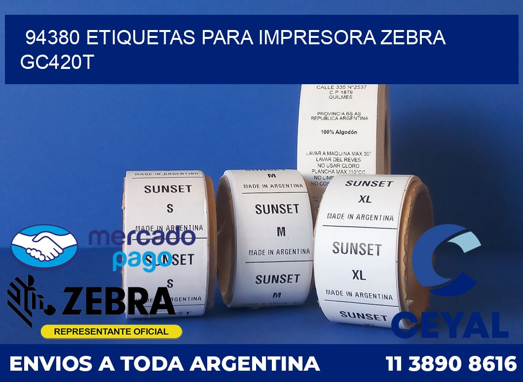 94380 etiquetas para impresora zebra GC420T