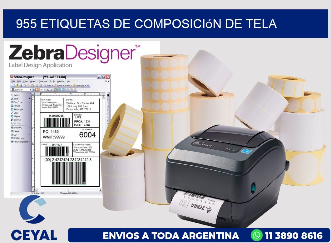 955 Etiquetas de Composición de Tela